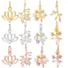 Breloques de luxe en forme de branche d'arbre, fleurs, pour la fabrication de bijoux, pendentif, boucles d'oreilles, collier, Bracelet, couleur or, Zircon papillon