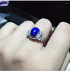 Klusterringar naturliga lapis ring real 925 sterling silver per smycken 8 10mm