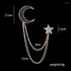 Brooches Luxury Designer Tassel Star Moon Gold Color Brooch Corsage Metal Lapel Pin Buckle Fashion Jewelry Men Women