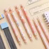 Kawaii Press Automatic Mechanical Pencil 0.5mm Honey Peach Pattern Cute School Stationery For Students Gifts Pen 1pc