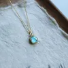 Pendants Fresh Original Square Faceted Blue Crystal Necklace Pendant Light Luxury Clavicle Chain Art Simple And Jewelry In Gift