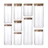 Förvaringsflaskor burkar glas godisburk för kryddor bambu täcker behållare med lock kakakök och 380 ml 300 ml