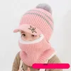 Berets Hat With Earflaps Children's Cute Five-Star Hats Plush And Warm Integrated Caps Boys' Wool Face Protection Scarf Baby Cap
