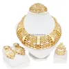 Jewelry Sets Woman Set Italian Gold Plated Big Necklace Bracelet Ring Luxury Hollow Out Round Pendant Banquet Party Favors Drop Deliv Dhzpo