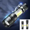 Torches Mini Rechargeable LED Flashlight Small Portable Long Range Torch Pen Clip Strong Light Outdoor Household Camping Hunting Lantern HKD230902