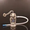 Vente en gros 4X crâne narguilé verre brûleur à mazout Bong plates-formes pétrolières conduites d'eau Bongs petite conduite d'eau Dab Rig cendrier tuyau de fumée avec tuyau et tuyau de brûleur à mazout en verre mâle