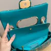 Cc luxos elegante bolsa de designer feminino crossbody lona embreagem viagem pérola saco corrente ouro verde 25x12cm