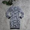 Slim Bodycon Dress Women Designer Print Long Sleeve Short Mini Dresses Free Ship