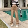 Dżinsy damskie brązowe kobiety eleganckie eleganckie eleganckie y2k Style amerykańska osobowość uliczna szerokie nogi spodnie moda prosta jesień żeńska spodnia