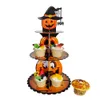 Dekorativa objekt Figurer 3 Layer Halloween Cupcake Stands Dessert Paper Stand Holders Pumpkin Diy Cake Craft Rack Tray Decoration 2023 230901