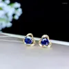 Boucles d'oreilles en saphir bleu pour femmes, bijoux avec or 18 carats, Style cadeau