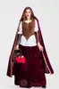 Luxury Court Medieval Little Red Riding Hood Costume With Long Sal