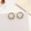 Stud Earrings 2023 Korean Colorful Rhinestone Wreath For Women Sweet Flower Shell Bohemia Style Earring Party Jewelry