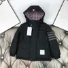 designer kids down jacket fashion Baby Winter clothing Size 110-150 CM 2pcs Colorful striped lining hooded down overcoat for boys Aug30