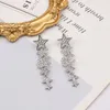 Basit 18K Altın Kaplama 925 Gümüş Lüks Marka Tasarımcıları Mektuplar Stud Geometrik Ünlü Kadınlar Yıldız Kristal Rhinestone Uzun Küpe Sevgililer Düğün Hediyeleri Jewerlry