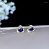 Boucles d'oreilles en saphir bleu pour femmes, bijoux avec or 18 carats, Style cadeau