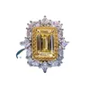 Cluster Ringen Lente Qiaoer Luxe 925 Sterling Zilver 6 9 MM Emerald Cut High Carbon Diamanten Bruiloft Verloving Vrouwen Fijne sieraden Cadeau