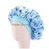 Beanie/Skull Caps Children Printed Tinted Slee Cap Baby Elastic Hair Care Care Hat Imitation Silk Round Bonnet 9 Colors Drop Delivery Fashi DHMBG