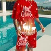 Survêtements pour hommes 2023 Costume à manches courtes 3D Style de Noël Santa Lie Algèbre imprimé T-shirt à col rond Short de plage Vêtements de mode en deux pièces