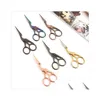 Other Household Sundries Stainless Steel Crane Shape Scissors Animal Carving Retro Gilt Gold Plated Beauty Tailor Nose Hair Cutter Dro Dh8J3