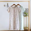 Pijamas femininos doce algodão camisola vestido de verão manga curta camisola floral impressão solta noite feminina