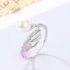 Bagues de cluster 2023 Printemps Été Ouvert Simple Perle Mode Bijoux Or Blanc Deux Couleurs 17mm Poids 1.8g Meterial Zircon Doux Cadeau