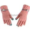Cinq doigts gants cinq doigts gants 2021 cachemire tricot écran tactile femmes chaud mode arc couleur unie jacquard peut x0902