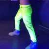 Stage Wear Cosutme Men Fluorescent Green Stretch Slim Leather Pants Party Rave Outfit Nightclub Gogo Jazz Dance Clothing VDB4029