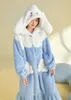 Kvinnors sömnkläder Autumn Winter Flanell Pyjamas Cartoon Long Sleeve Nightgowns Coral Fleece Warm Women Dog Animal Hooded