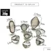 Cluster Ringen Tocona Vintage Antieke Sier Kleur Sets Colorf Opaal Kristal Steen Carve Voor Vrouwen Mannen Boheemse Sieraden Anillos 6421 Drop Dhekz