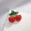 Brooches Sparkling Cherry For Women Unisex Full Red Rhinestone Fruits Party Office Daily Clothing Dress Accesories Jewelry Gifts