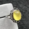 Cluster Rings Genuine Natural Yellow Amber Ring Jewelry For Women Lady Wealth Gift 925 Silver 12x9mm Beads Gemstone Adjustable