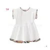 Girls Dresses Baby Dress Cotton Kids Zipper Short Sleeve Cute Girl Plaid Skirt Children Clothes Princess Clothing Drop Delivery Matern Dhv9Y