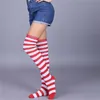 Sexiga strumpor 1 par Rainbow Striped Christmas Over The Kne High Colorful Night Dance Street Personlighet Lår Long Tube Stocking 230901