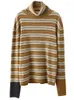 Suéteres femininos Mulheres Inner Wear Sweater 2023 Outono Inverno Tricô Slim-Tipo Pulôveres Tops Feminino Turtleneck Listrado Casual