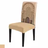 Chair Covers Yellow Gate Openwork Lace Pillar Carving Stretch Cover 4pcs Elastic Seat Protector Case Dining Slipcovers Home Decor
