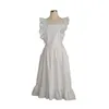 Apron Plain Cotton Linen Elegant Ruffled servitris Princess Maid Vintage Florist Gardening kafé Bakning Kök 230901