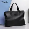 Briefcases Zzingia Leather Men's Handbag Horizontal Style Bag Business Document Baotou Layer Cowhide Computer