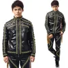 Stage Wear Hip Hop Jazz Dance Costumes For Men Black Leather Suit Tassel Jacket Pants Ballroom Clothes Rave Outfits XS1723