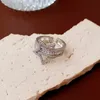 Masowy pierścień palca diamentowy pierścień otwierający gwiazdę kryształ pentagram regulowany pierścionek zaręczynowy