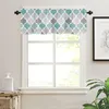 Curtain Turquoise Grey Geometric Moroccan Retro Short Curtains Kitchen Cafe Wine Cabinet Door Window Small Home Decor Drapes