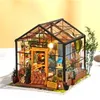 Doll House Accessories Robotime Rolife DIY Wooden Miniature Dollhouse Greenhouse Handmade Doll House Kitchen With Furniture Toys For Children Lady Gift 230901