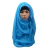 Ethnic Clothing Women Hijabs Solid Color Twill Creased Wrinkle Scarf Cotton And Linen Muslim Headscarf Lady Hood Turban