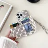 حقيبة هاتف iPhone الجميلة 15 14 13 Pro Max L Leather Card Strap محفظة عالية الجودة 18 17 16 15pro