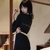 Szata sutowa damska piżama ubrania domowe czarne lato seksowne fanię pierś otwartą koszulę nocną seksys snu swetry koreańskie pjamas