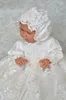 Girl Dresses Lace Baptism For Baby Girls Appliqued Satin Christening 1st Year Birthday Party Dress With Bonnet Born Clothing Bebes