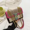 texture versatile crossbody 2023 color contrast chain small square Advanced sense ins shoulder bag code99