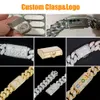 Factory Custom 25mm 925 Sterling Sier 2 Rows VVS Baguette Moissanite Diamond Iced Out Cuban Link Chain Halsband