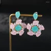 Boucles d'oreilles pendantes fleur Zircon tournesol mode femme douce fille Romance bijoux fins