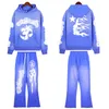 High quality Mens brand Designer hoodies Fashion Hellstar Blue Yoga Hoodios printing long sleeve Street hip-hop sweatshirt set